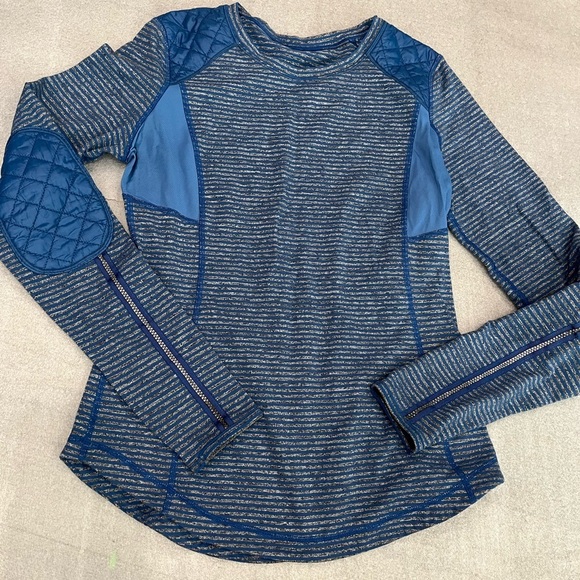 [4/6] Lululemon Run: Ice Queen Long Sleeve Slope Stripe Limitless Blue - Picture 6 of 12